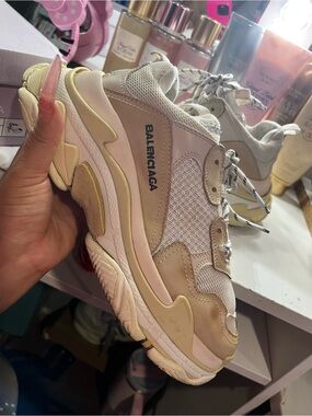 Balenciaga Triple S Cream Beige Chunky Sneakers